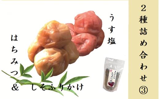 梅干し 熊野乃梅 2種詰合せ⓷ うす塩（塩分9％） はちみつ（塩分8％） しそふりかけ