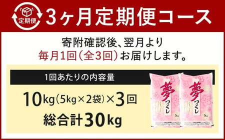 【3ヶ月定期便】 精米 食味鑑定士厳選 夢つくし 10kg（5kg×2袋）×3ヶ月 合計30kg 米 こめ コメ お米 単一原料米