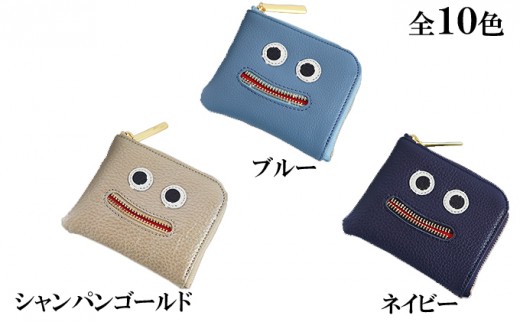 [№5258-7211]0206【ネイビー】思わず笑顔になってしまうニッコリL字ミニ財布/コンパクト