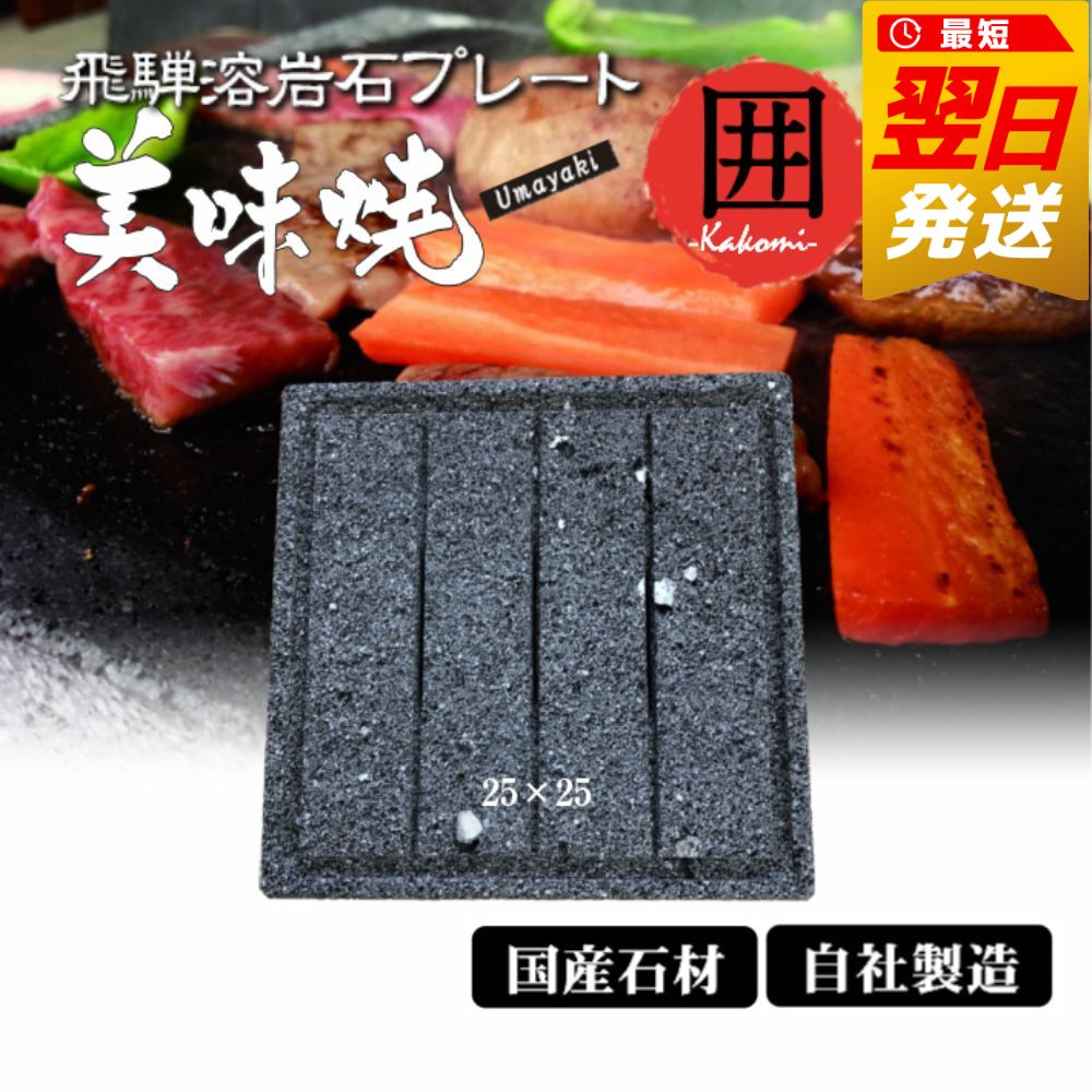 【ふるさと納税】《最速配送便対象！最短翌日発送》飛騨溶岩プレート 美味焼【囲】-kakomi-お肉やお野菜が美味しく焼ける！BBQ専用 焼肉 飛騨産 プレート