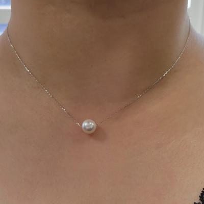 ふるさと納税 松山市 K10　ホワイトゴールド　天然アコヤ真珠　ペンダントネックレス