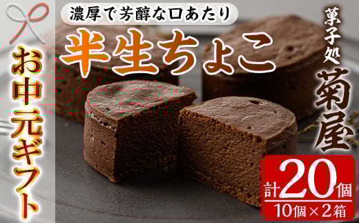 
            【令和7年お中元対応】 濃厚で芳醇！ふんわりかるーい♪チョコレートケーキ＜半生ちょこ 20個（10個×2箱）＞1口サイズ チョコレートケーキ 冷凍 個包装 チョコレートケーキ【TA-267H】
          