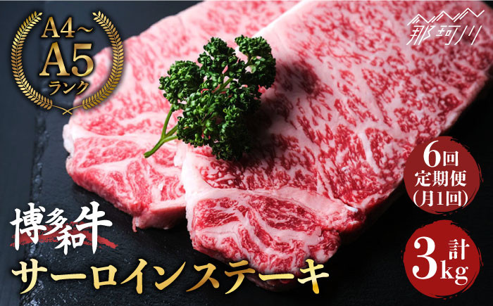 
            【全6回定期便】大満足！ 博多和牛 牛肉 サーロイン ステーキ 500g（250g×2）＜肉のくまもと屋＞那珂川市 ステーキ 肉 黒毛和牛 赤身 ステーキ肉 ヒレ肉 [GBI034]
          