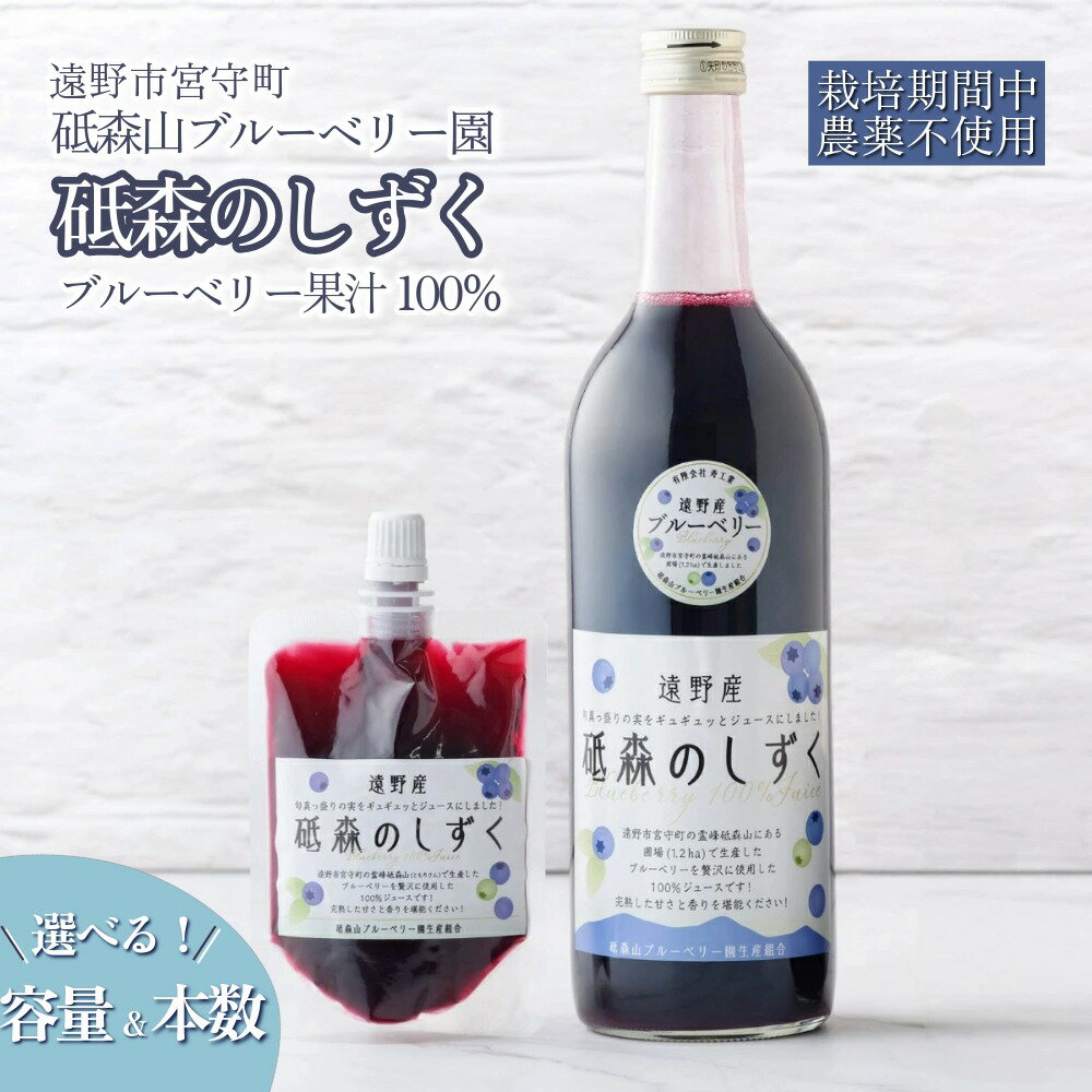 【ふるさと納税】ブルーベリー ジュース 果汁100% 砥森のしずく 100ml パック 720ml 瓶 選べる個数 岩手県 遠野市 遠野食工房蔵 砥森山ブルーベリー園 栽培期間中 農薬不使用 無農薬 果実 果物 くだもの フルーツ 飲料 無砂糖 健康 美容 視力 抗酸化 送料無料