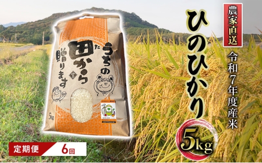 定期便 6ヶ月 米 5kg 令和7年度産 米 ひのひかり 筑後小郡産 農家直送 6回 お米 コメ お楽しみ