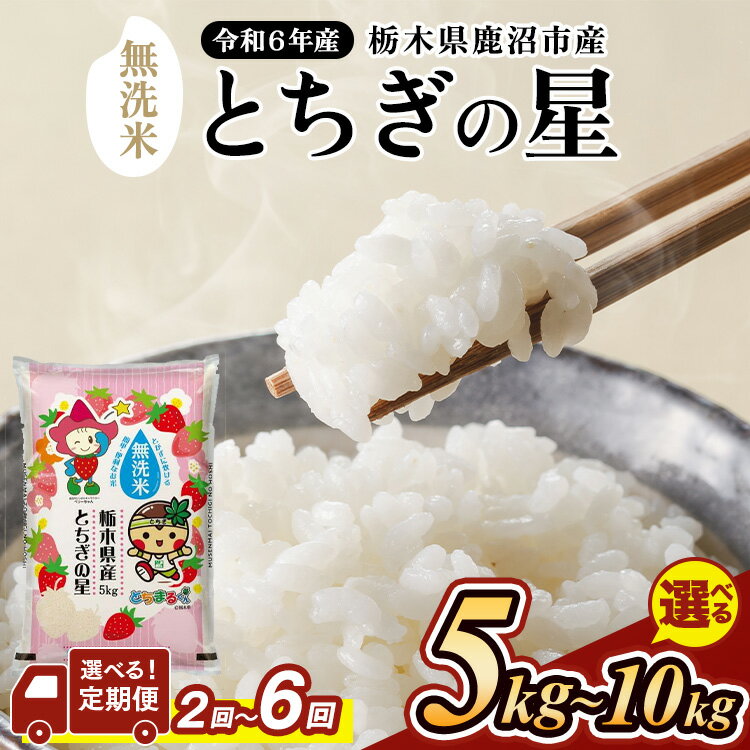 【ふるさと納税】【数量限定】【選べる容量・配送回数】栃木県鹿沼市産 とちぎの星 無洗米 令和7年産 5kg 10kg 定期便 | 水稲うるち精米 単一原料米 お米 精米 特A 大粒 甘さ ※沖縄・離島への配送不可