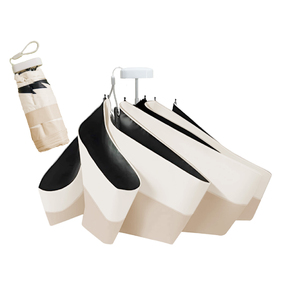 [一木良品] レディース 折りたたみ傘 晴雨兼用 (種類：薄型、ベージュ×オフ) KR92