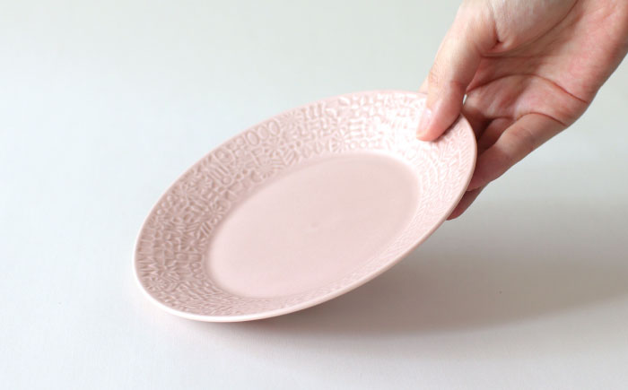 【波佐見焼】PATTERNED PLATE・MUG ペア 4点セット squall gray + antique rose　【BIRDS’ WORDS】 [CF085]