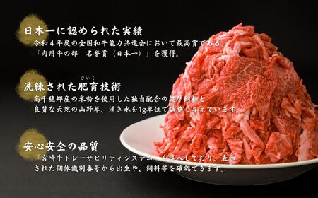 宮崎県産黒毛和牛A4等級以上 高千穂牛細切れ 800g  C12