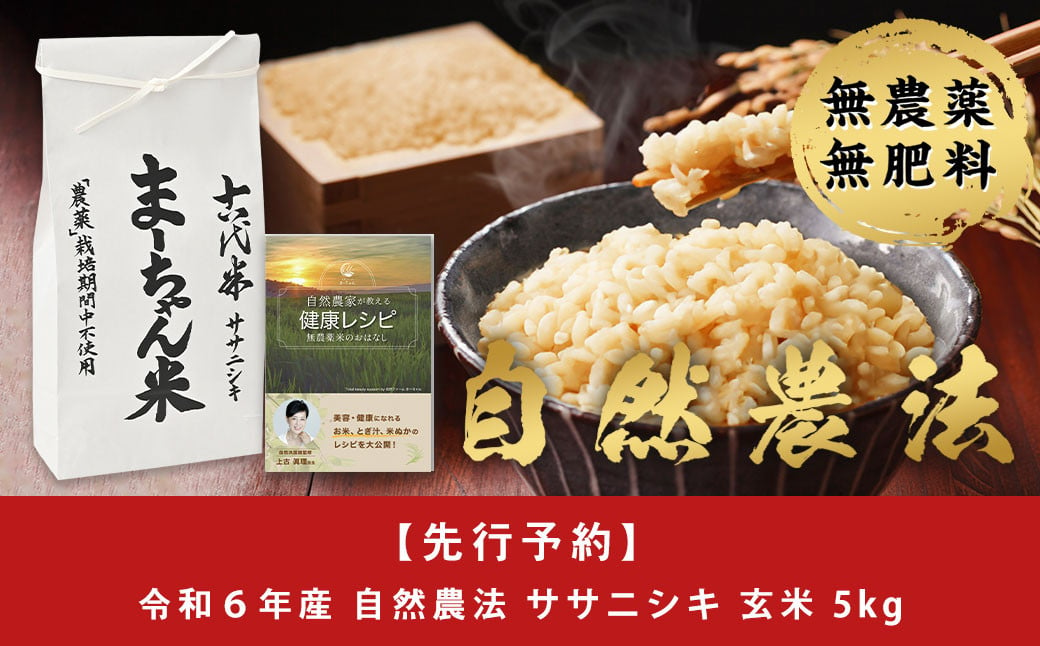 
先行予約 新米 ササニシキ 玄米 5kg 令和6年産米 自然農法 ま〜ちゃん米 無農薬 自然米 古代米【015S015】
