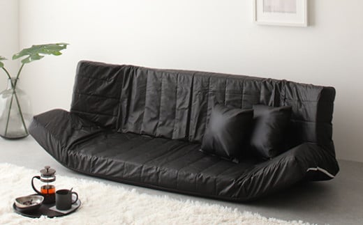 【a064】低反発マルチソファ(ブラック・レザー生地)【配送不可地域：沖縄県、離島】