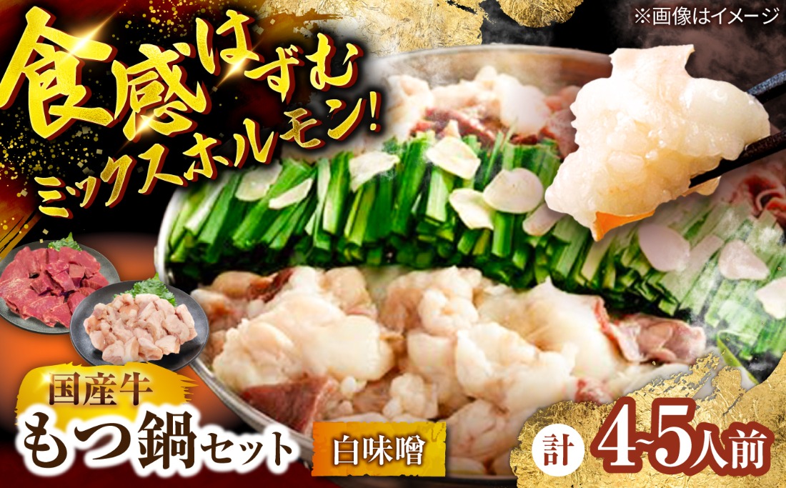 もつ鍋セット(白味噌/4-5人前)《築上町》【吉浦コーポレーション】 もつ鍋 博多もつ鍋 味噌 国産牛[ABFF020]