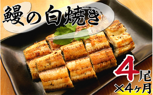 北川鰻の白焼き（4尾×4ヶ月）定期便 N010-YG0147