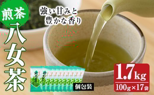 八女茶(計1.7kg・100g×17袋) お茶 緑茶 煎茶 茶葉 お茶 常温 常温保存【ksg0017】【お茶の星陽園】