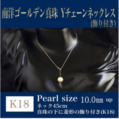 ふるさと納税 嘉麻市 K18南洋ゴールデン真珠Yチェーン(飾り付き)(45cm)