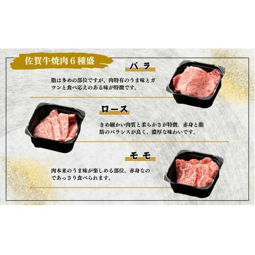 佐賀牛を焼肉で食べ比べ！6種セット 合計360g（60g×6種類） ロース 焼肉 モモ 焼肉 バラ 焼肉屋さん 焼肉セット 高級和牛 焼肉 部位別 焼肉 厳選 ギフト 焼肉 【有田まちづくり公社】N2