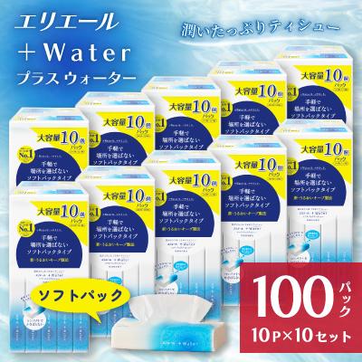 ふるさと納税 島田市 【ふるさと納税】エリエール+Water(保湿)ソフトパックティシュー120組10パック×10セット