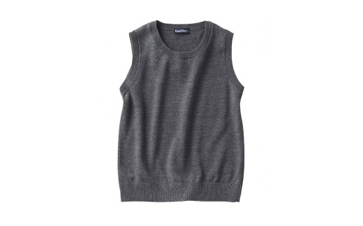 6-143 【ファミリア】丸首ベスト　綿50％　アクリル50％　※グレー　９０ｃｍ　ALPEB016-GRY-90