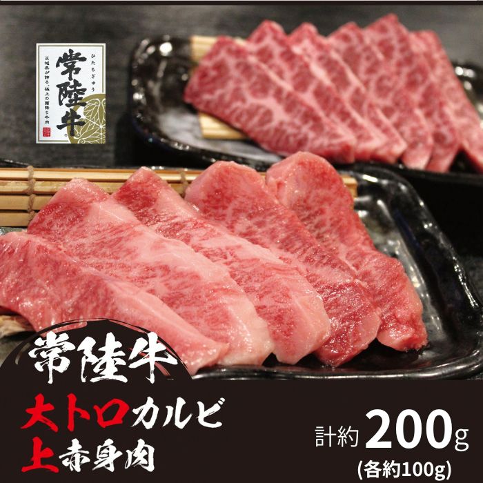 【ふるさと納税】710 常陸牛 大トロカルビ 上赤身肉セット 約200g (各100g)【吉川商事】