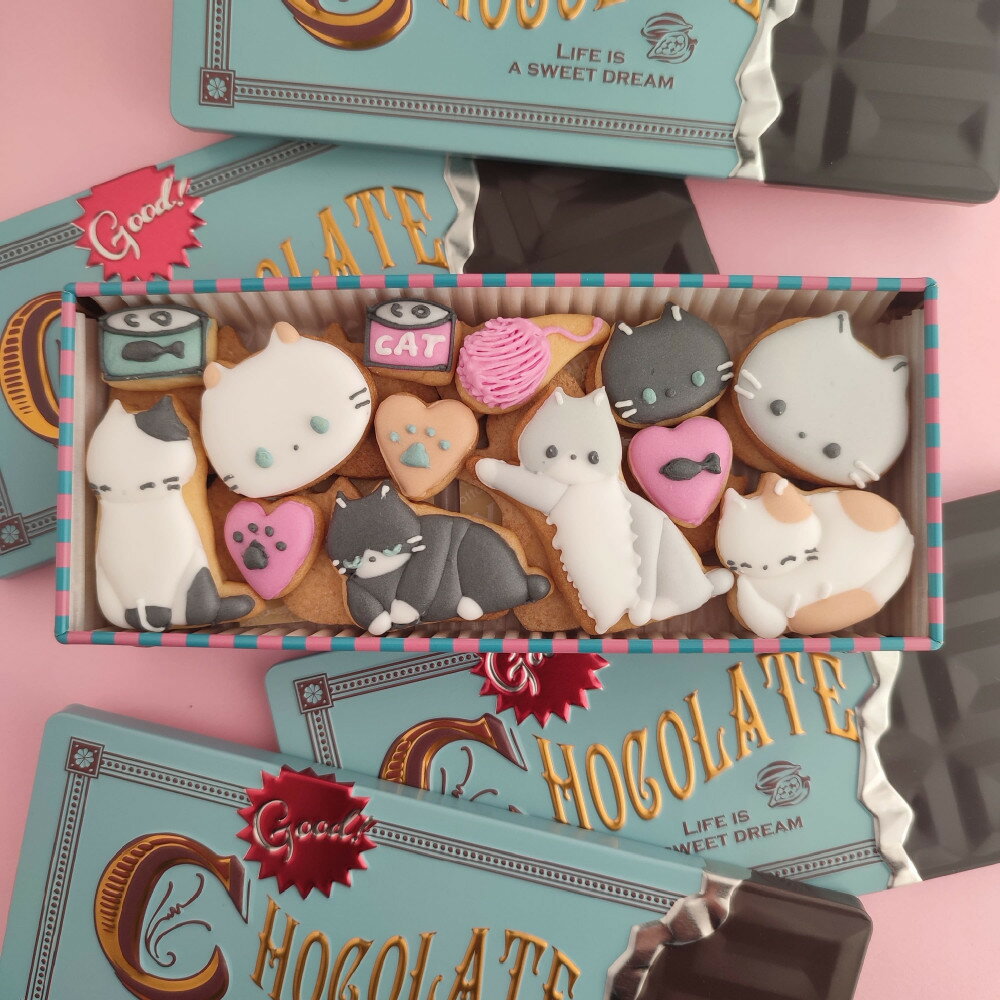 【ふるさと納税】可愛いねこのクッキー缶 | アイシングクッキー 米粉クッキー 米粉 菓子 おかし おやつ スイーツ デザート クッキー ネコ 猫 食品 人気 おすすめ 送料無料