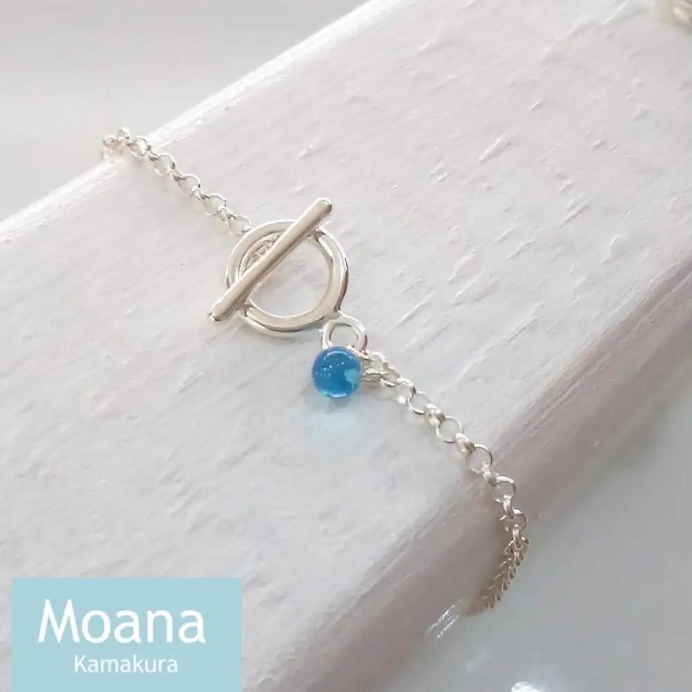 【Crystal Aqua Blue】シンプルボールブレスレット