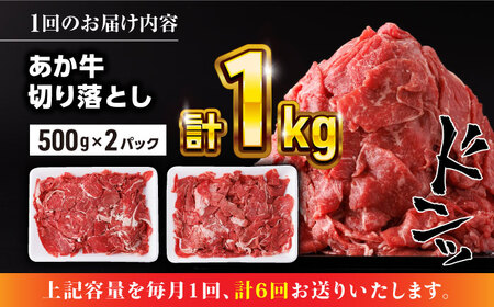 【全6回定期便】熊本県産 あか牛 切り落とし 合計6kg (500g×2P) 切り落とし 切り落とし定期 切り落とし定期便 牛肉切り落とし定期 肉 定番 切り落とし 肉 切り落とし 煮込み 切り落とし