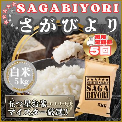 ふるさと納税 江北町 【毎月定期便】さがびより白米5kg(江北町)全5回