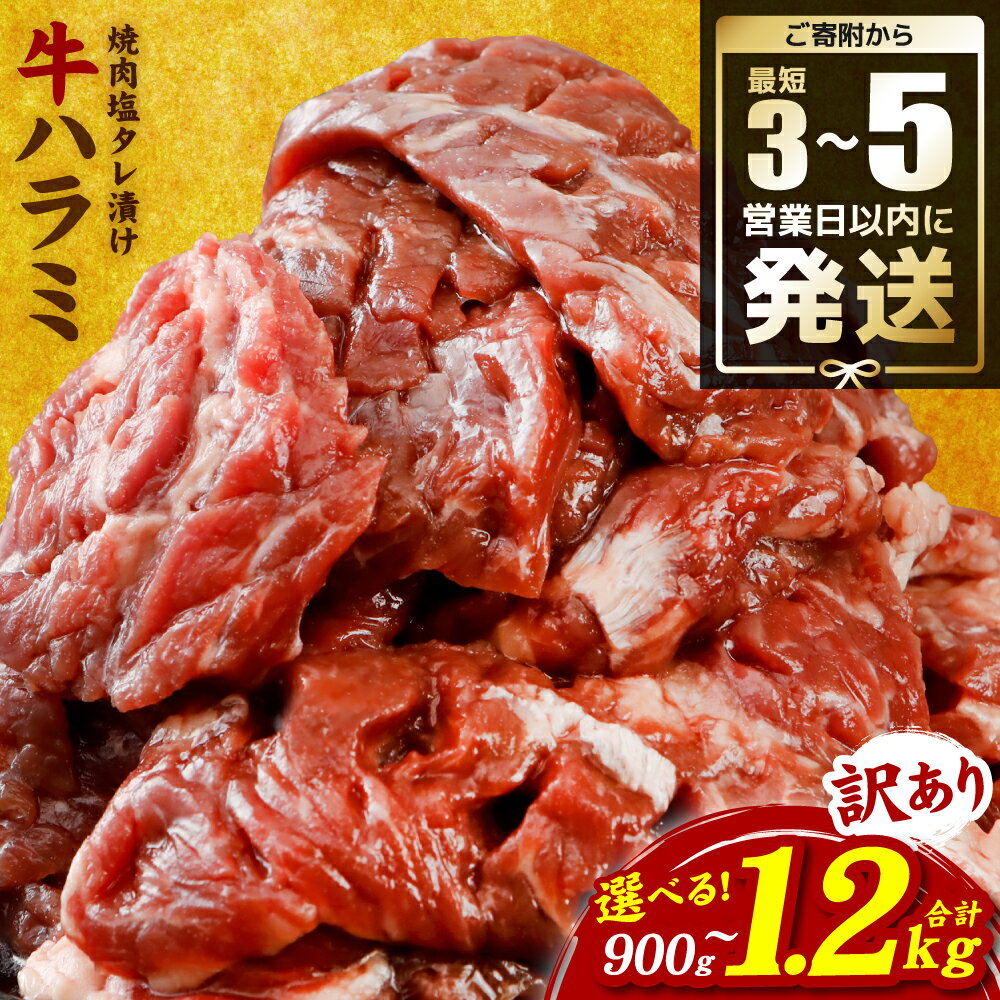 【ふるさと納税】【訳あり】牛ハラミ 焼肉 (軟化加工) 900g～1.2kg ＼スピード発送／ ＜最短3-5営業日以内に発送＞【選べる容量・発送月】 訳あり 訳アリ 牛肉 ハラミ 牛ハラミ肉 ハラミ焼肉 冷凍 食品 グルメ ハラミ丼 BBQ 小分け 塩味 タレ 漬け 簡単 人気 焼肉 送料無料