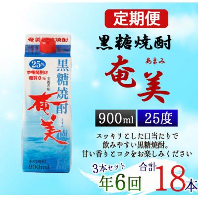 ふるさと納税 天城町 【年6回定期便】徳之島 黒糖焼酎 奄美 25度 900ml×3本×6回 合計18本 パック