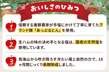 《定期便12ヶ月》生ハム ブロック 約2.1～2.2kg 長期熟成 国産豚肉 あっぷるとん 秋田県横手市産