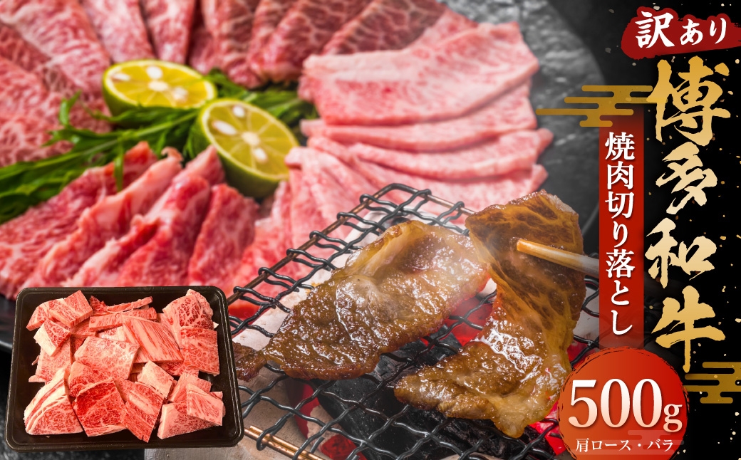 
                  訳あり！ 博多和牛 焼肉切り落とし 500g お肉 肉 ニク にく 牛肉 牛 国産黒毛和牛肉 国産黒毛和牛 黒毛和牛 和牛 国産 福岡県産 肩ロース バラ肉 焼肉 バーベキュー BBQ 冷凍
                