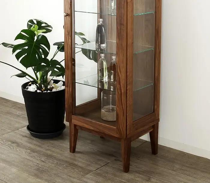 大川家具 デイジー 55cm ガラスキャビネット  コレクションボード天然木ウォールナット  野中木工所