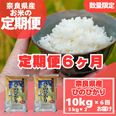 【ふるさと納税】【毎月定期便】奈良県産　ヒノヒカリ(精米)　10kg(5kg×2)×全6回【4014069】