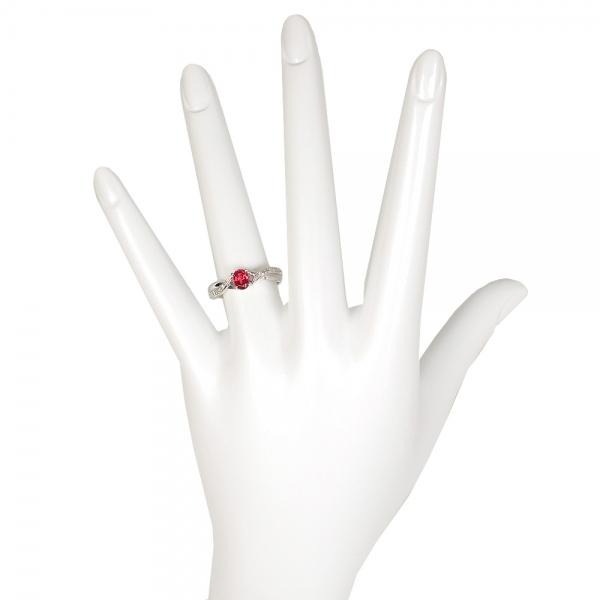 【京セラ】クレサンベール〈ルビー・天然ダイヤモンド〉リング【オーバルカット/メレダイヤ/クロス/7月誕生石/K18ホワイトゴールド/BRGR2653】