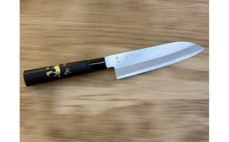 極上　安来青鋼1号　三徳万能包丁　子連れ猫＜和風レトロモダン＞　木製ハンドル