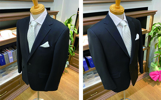 セミハンドメイドオーダーフォーマルスーツ、国産スーパーブラック生地 　シングル・ダブル対応可【メンズ＆レディース】＜22-2＞