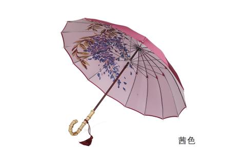 【前原光榮商店】婦人用雨傘 藤ごころ-カーボン〈手元：寒竹〉(カラー：茜色）