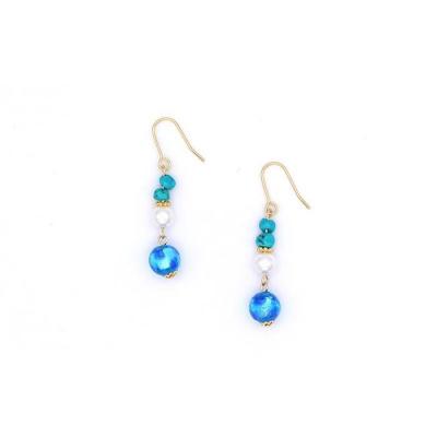 ふるさと納税 恩納村 【ブレスレット&ピアス　ブルー】Lサイズ|ホタルガラスと天然石のアクセサリーセット |  | 03