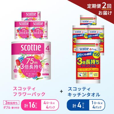 ふるさと納税 岩沼市 【6ヶ月ごと計2回お届け】キッチンペーパー+トイレットペーパー4P[No.5704-1757]