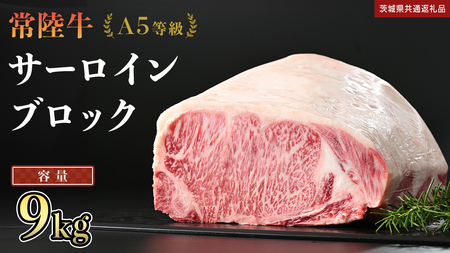 【 常陸牛 】 A5等級 サーロイン ブロック 選べる容量 9kg (茨城県共通返礼品) 