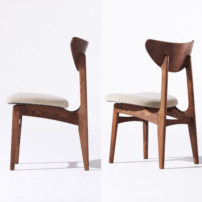 Karl Dining Chair モケット クリンプベージュ ダークブラウンフレーム【SWOF】【1487558】