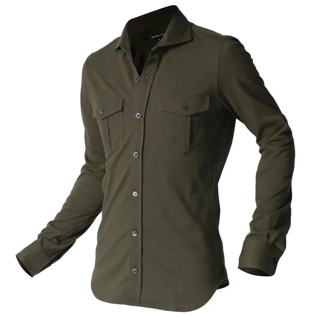 DJS-001 decollouomo メンズパイロットシャツ長袖（生地／コンコルド）オリーブ／XLサイズ