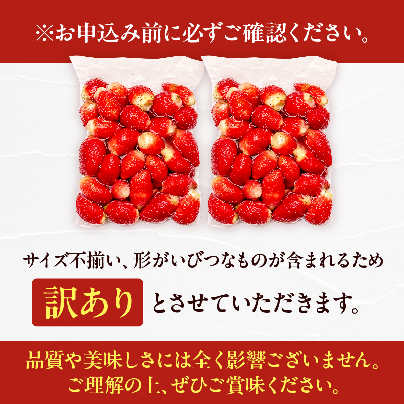 ≪訳あり≫都農町産「冷凍いちご(やよいひめ）」計1kg_T059-0037【フルーツ 果物 デザート イチゴ 国産 人気 ギフト 食品 旬 苺 スムージー 果実 贈り物 送料無料 プレゼント】