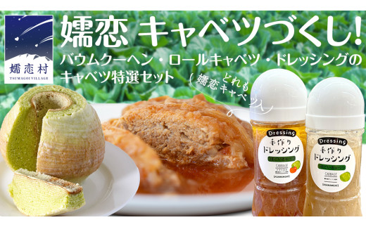 嬬恋 キャベツ づくし! バウムクーヘン ・ ロールキャベツ ・ ドレッシング のキャベツ特選 セット 嬬恋キャベツ たまなバウム 浅間ミート オリジナルドレッシング サラダ レトルト 惣菜 [AH034tu]