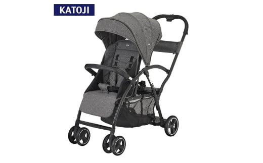 111-1_ベビーカー 2-Seater next（ブラックチェック）｜カトージ KATOJI 2人乗り お出かけ お散歩 子ども 旅行 キッズ 兄弟 姉妹 ブラック チェック 二人 兄弟 姉妹 キッズシート キッズボード