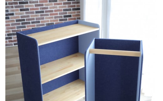 [知育にも役立つ] キッズ用クローゼット (ネイビー) [0284]