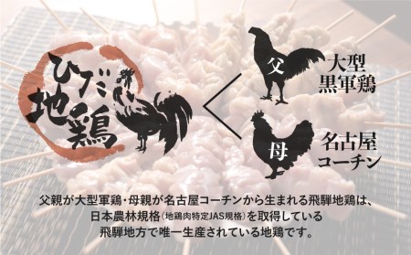飛騨地鶏 焼き鳥10本セットA 5種(もも/皮/ふりそで/ぼんじり/せせり) 焼き鳥[DK059]