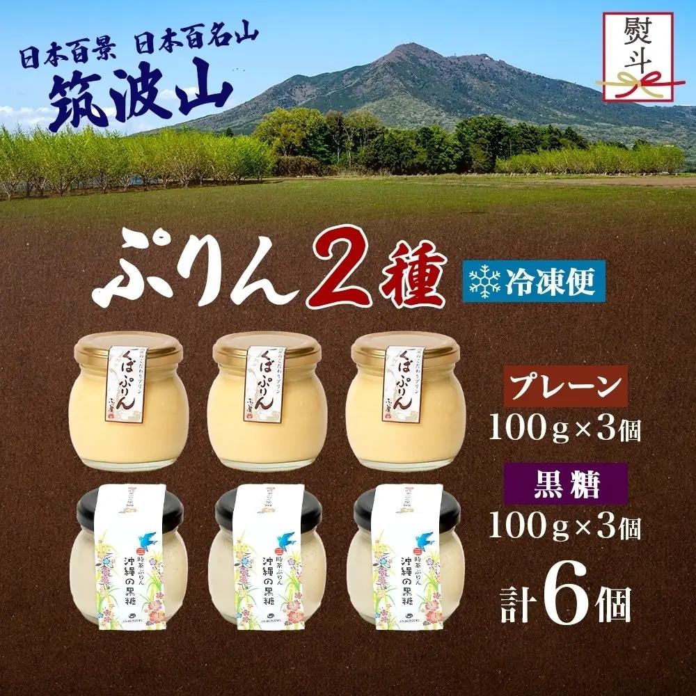 無地熨斗 つくばぷりん プレーン ＆ 三時茶ぷりん 黒糖 各3個 計6個 冷凍 プリン ぷりん スイーツ 洋菓子 おやつ 冷菓 贅沢 ご褒美 デザート 専門店 和スイーツ 人気 グルメ お取り寄せ ギ