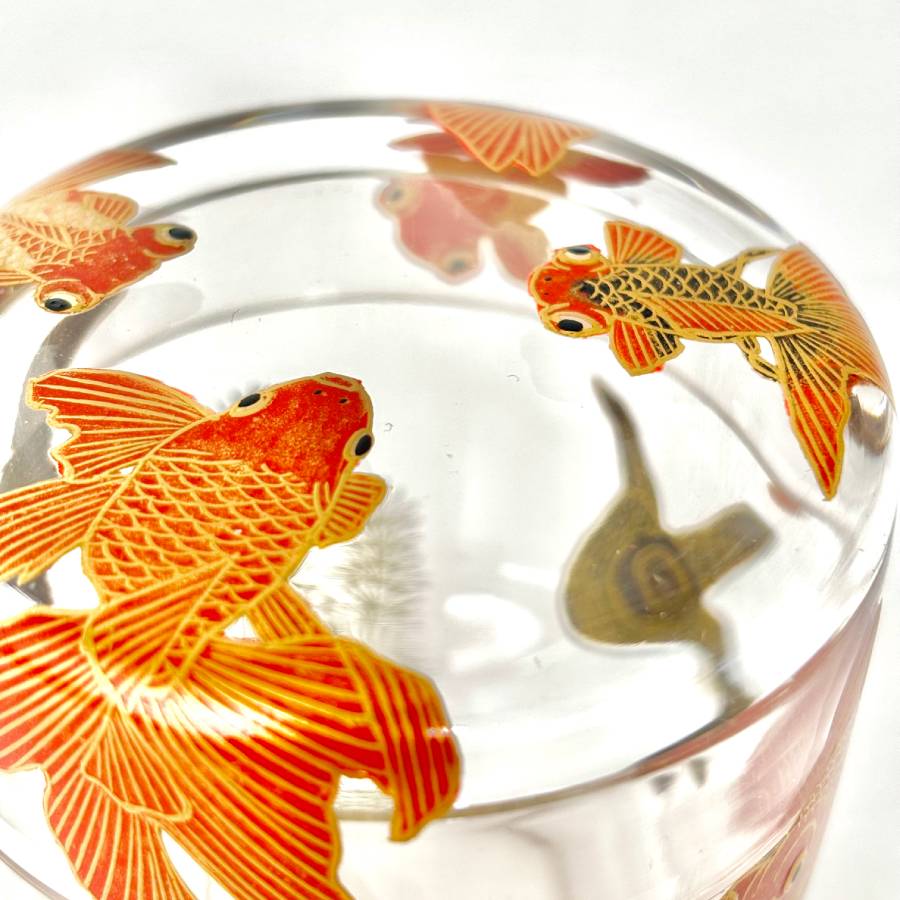 ＜うるしアートはりや＞金魚蒔絵アクリル大棗