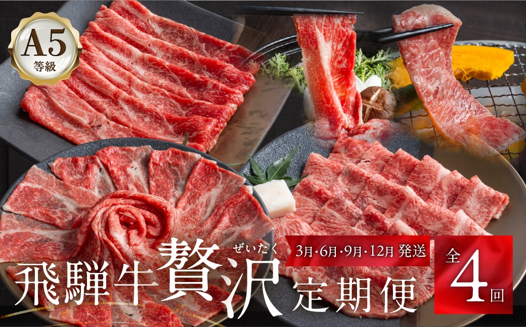 
                  A5等級飛騨牛 定期便 4回（すき焼き／焼肉／しゃぶしゃぶ）【3月・6月・9月・12月発送】|   肉 黒毛和牛 定期便 すき焼き しゃぶしゃぶ 飛騨牛 定期便 牛肉 定期便 肉 和牛 焼肉 すき焼き 牛肉 しゃぶしゃぶ 定期便 牛肉 人気 岩ト屋 HF108
                